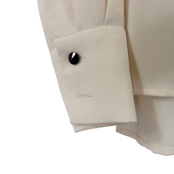 Anne Klein New York Bow Blouse Cream And Black Pussybow Blouse Size 2 - Picture 8 of 11